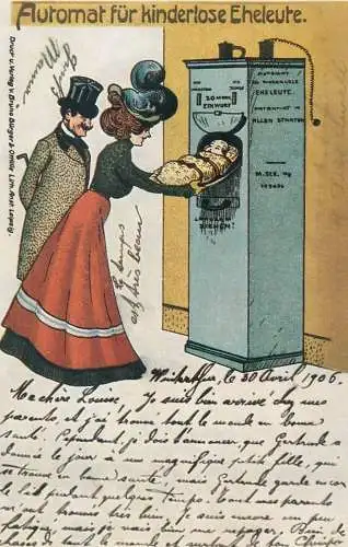 Automat fur kinderlose Eheleute comic funny caricature
