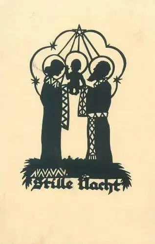Religious illustration Holy Family silhouettes and figures