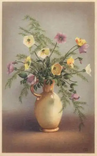 colourful vase floral arrangement