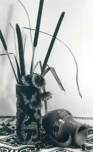 Postcard still life plants vase arrangement