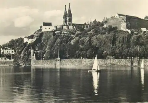 Postcard Czech Republic Prague the Vitava river below the Vysehrad rock 1962