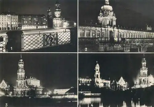 Postcard Germany Dresden bei Nacht
