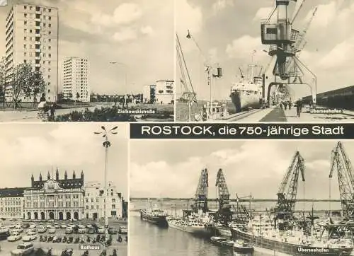 Postcard Germany Rostock harbour scene