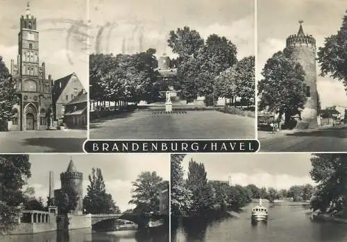 Postcard Germany Brandenburg Havel multi view tower castle