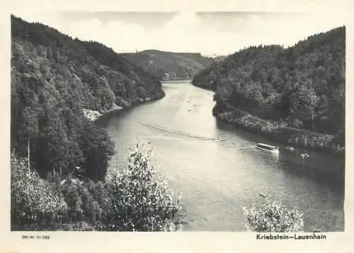 Postcard Germany Kriebstein Lavenhain river ship