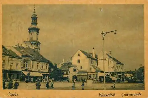 Postcard Hungary Sopron clocktower