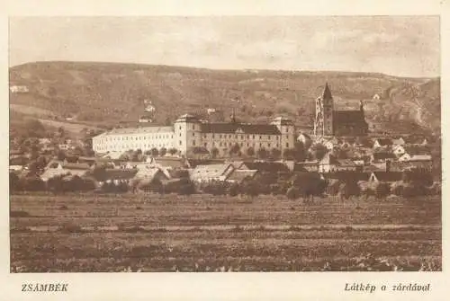 Postcard Hungary Zsambek Latkep a zardaval