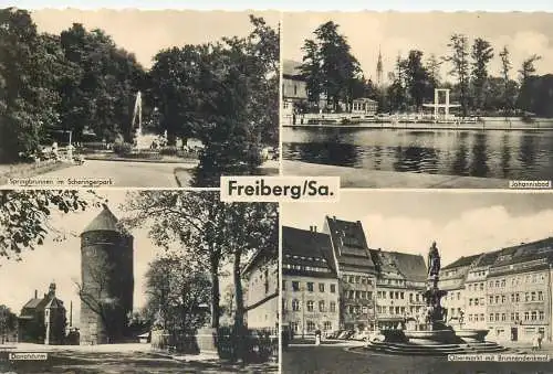 Postcard Germany Freiberg Sa multi view tower