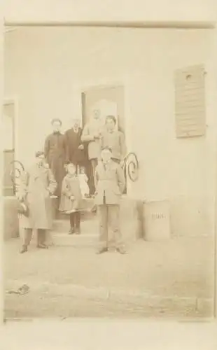 Postcard anonymous people parents and children family photo