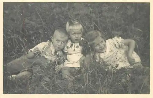 Social History vintage real photo little children playing outside