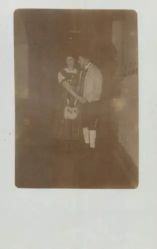 Social History vintage 1912 real photo ethnic types couple folk typical costumes
