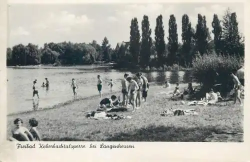 Postcard Germany Freibad Koberbachtalsperre bei Langenhessen