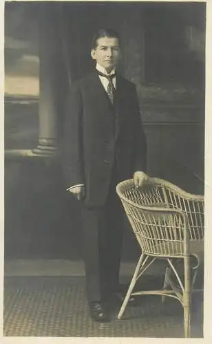Vintage studio photography atelier photographers anonymous person elegant costume gentleman photo portrait