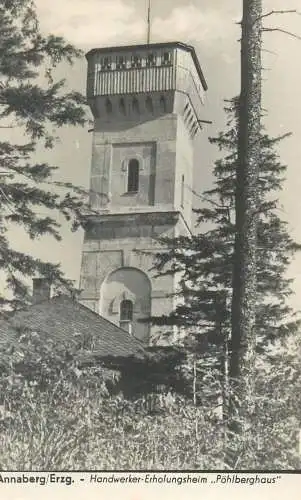 Postcard Germany Annaberg Erzg tower Pohlberghaus