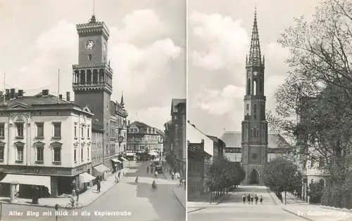 Postcard Germany Sagan am Bober clocktower