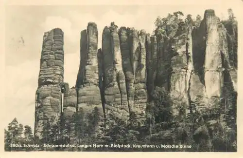 Postcard Germany Sachs Schweiz Schrammsteine Langes Horn
