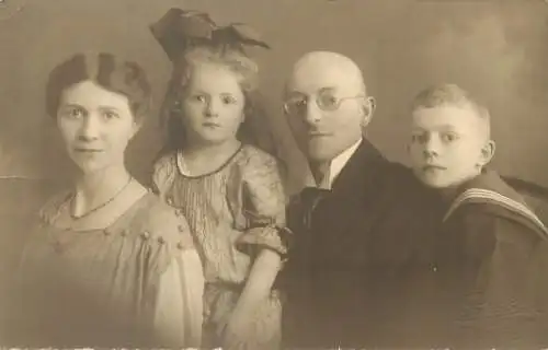 Vintage atelier studio photography anonymous people portrait group family photo