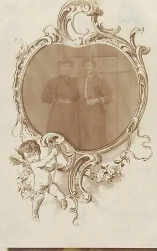 Vintage studio photography atelier anonymous person portrait social history ladies framed photo winged angel child