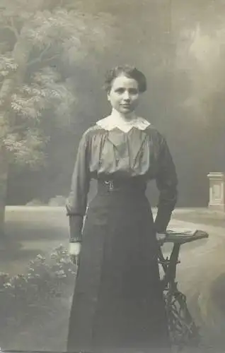 Vintage studio photography atelier anonymous person portrait social history elegant woman