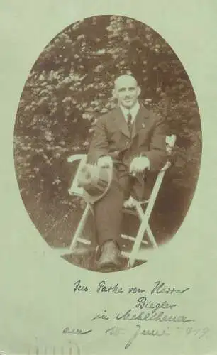 Vintage studio photography atelier anonymous person portrait social history elegant gentleman 1919 photo