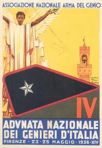 Italy militaria World War II fascism Adunata dei Genieri d`Italia illustratore geniere Mario Barberis 1936 Firenze