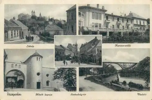 Postcard Hungary Veszcen multi view castle