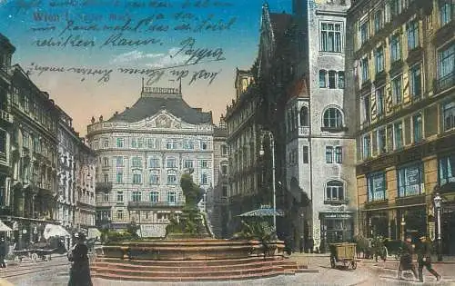 Postcard Austria Wien Neuer Markt statue monument
