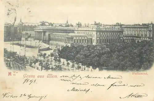 Stationery Postcard Austria Wien Gruss aus Parliament