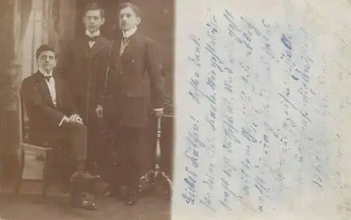Stationery Postcard Vintage studio photography photographers anonymous people elegant gentlemen group photo
