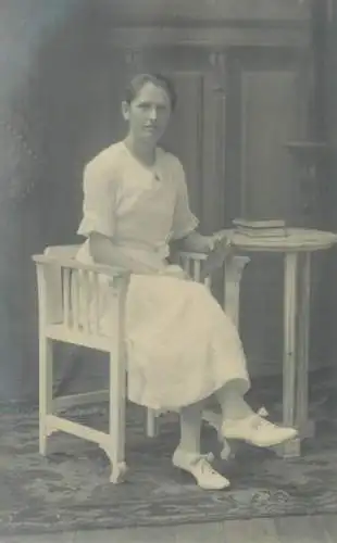 Vintage studio photography atelier photographers anonymous person portrait social history woman real photo