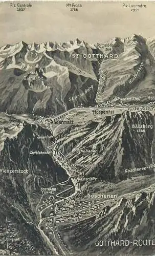 Switzerland Gotthard Route mountain road satellite view