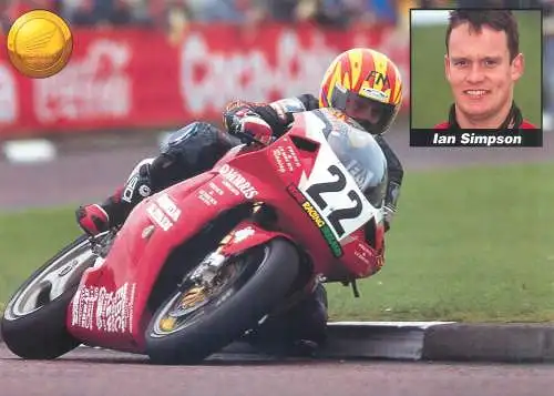 Honda Britain Team champion Ian Simpson extra size 15 x 21 cm postcard