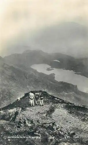 United Kingdom Wales Snowdon from Llyn Llydaw picturesque mountain scenery tourist types