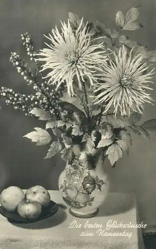 Die besten Gluckwunsche zum Namenstag Postcard apples and vase floral arrangement