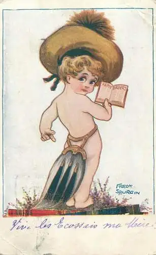 funny humorous Fred Spurgin signed illustration Postcard