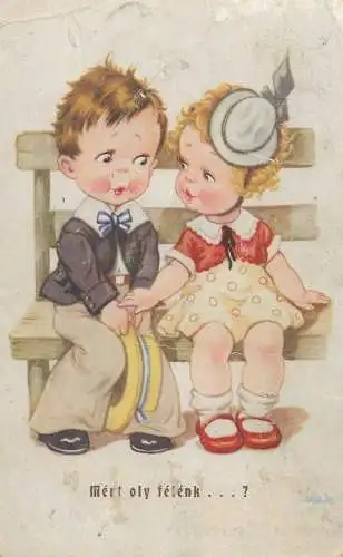 lovers couple funny comic illustration Postcard