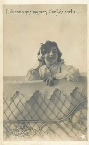 Postcard young beautiful lady