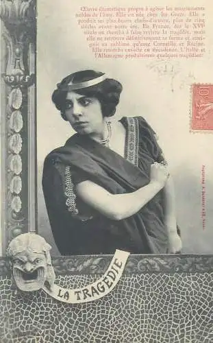 Postcard French theatre actress person to identify