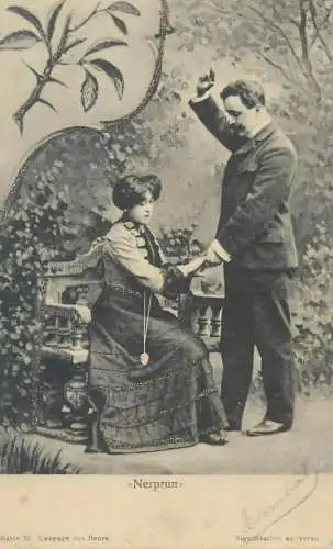 Postcard gallantry charm elegance lovers couple