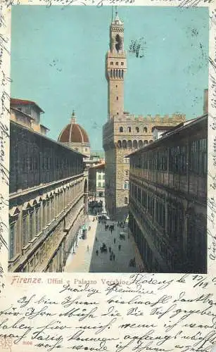 Postcard Italy Firenze Uffizi e Palazzo Vecchio
