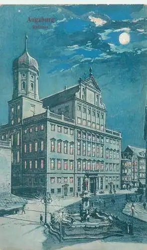 AK Augsburg rathaus C. Holfelder Helioaquarell Postkarte 1915