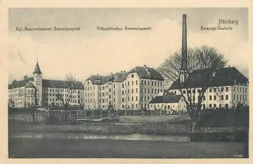 AK NÜRNBERG Heizungs-Zentrale 1916 Kgl. Reservelazarett Sebastianspital Orthopadisches Reservelazarett hospital building