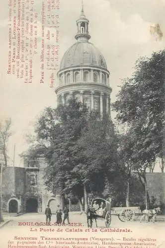 Postcard France Boulogne-sur-Mer La Porte de Calais et la Cathedrale