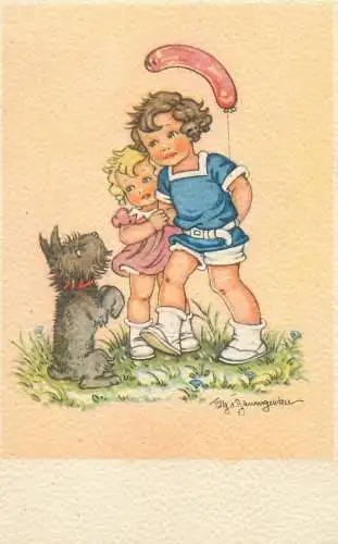 Funny comic Postcard Tilly von Baumgarten signed illustration