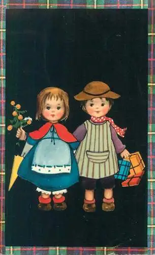 Funny humorous Postcard ethnic types couple typical costumes