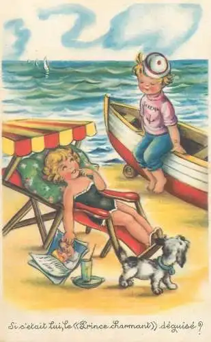 humorous Postcard seaside types and scenes caricature illustration