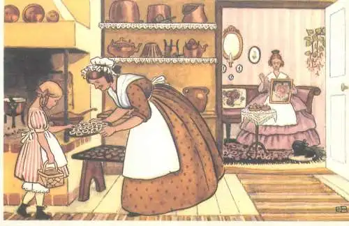 Postcard Elsa Beskow signed illustration