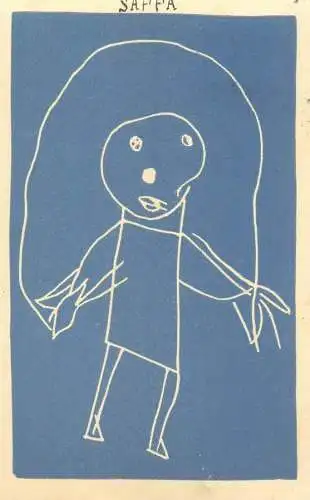 Sappa signed Postcard children drawing rope jumping guy