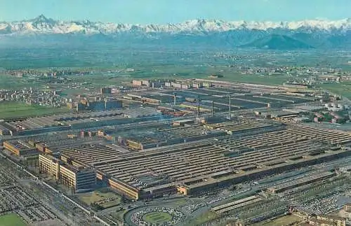 Torino stabilimenti di Mirafiori Fiat aerial view panorama postcard