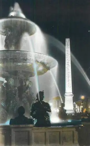 Postcard France Paris Place de la Concorde illuminee vue de nuit